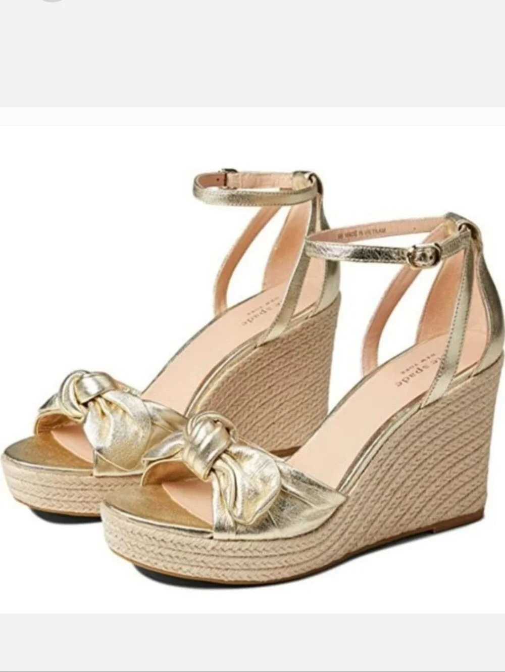 Kate Spade Gold Espadrille Platform Sandals